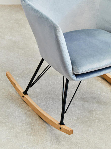 Stockholm Rocking Chair | Blue Velvet High Back Rocking Chair
