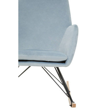 Stockholm Rocking Chair | Blue Velvet High Back Rocking Chair
