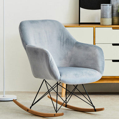 Stockholm Rocking Chair | Blue Velvet Rocking Chair