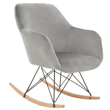 Stockholm Rocking Chair | Grey Velvet Rocking Chair