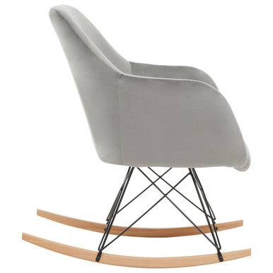 Stockholm Rocking Chair | Grey Velvet Rocking Chair