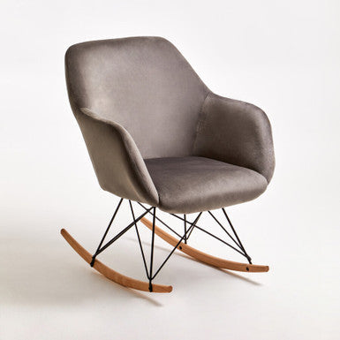 Stockholm Rocking Chair | Grey Velvet Rocking Chair
