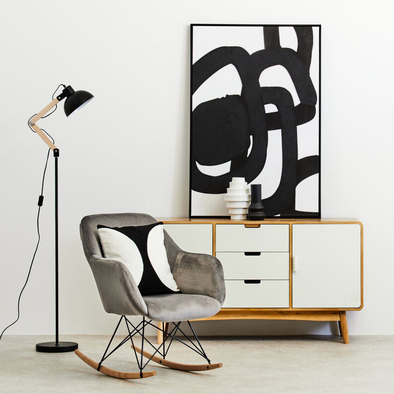 Stockholm Rocking Chair | Grey Velvet Rocking Chair