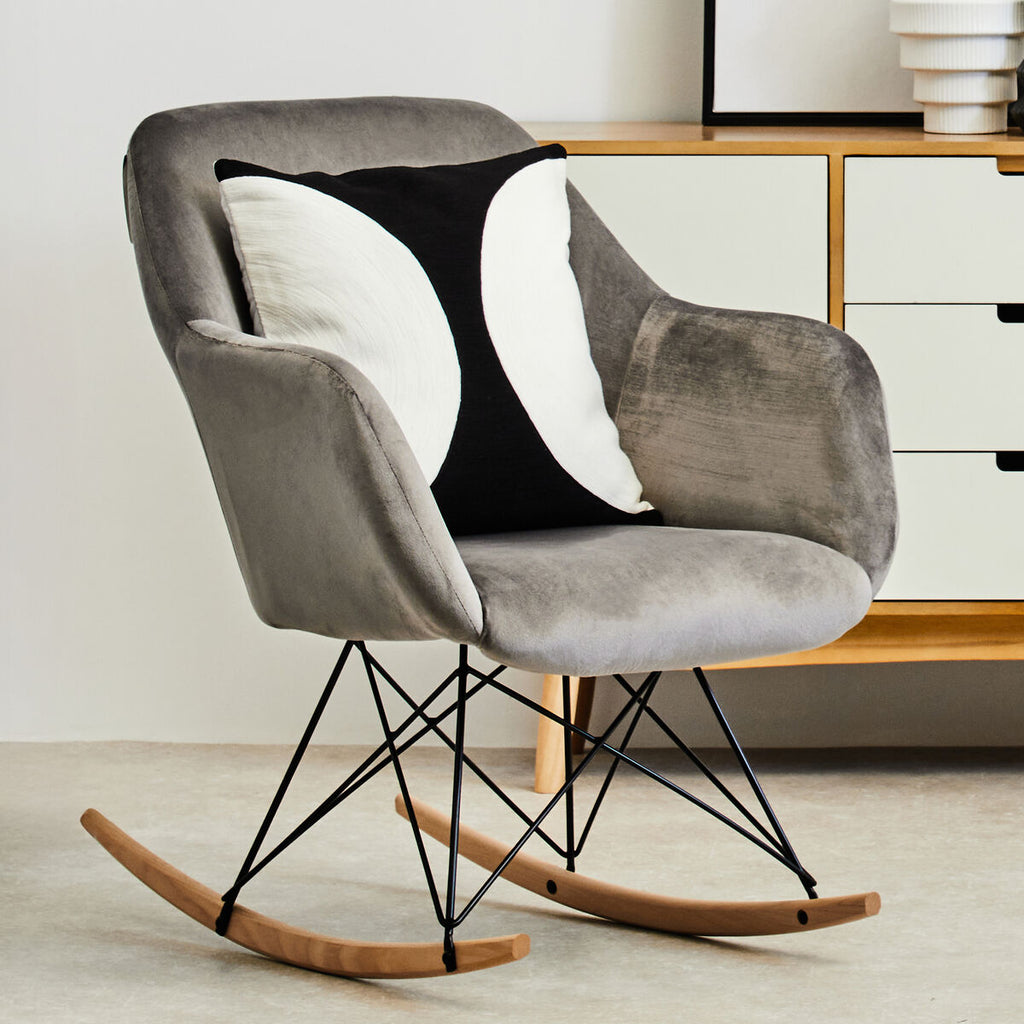 Stockholm Rocking Chair | Grey Velvet Rocking Chair