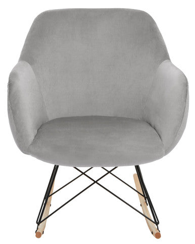 Stockholm Rocking Chair | Grey Velvet Rocking Chair
