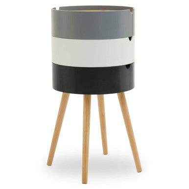 Viborg Storage Side Table | White and Grey Pine Wood and Veneer 3 Tier Storage Side Table