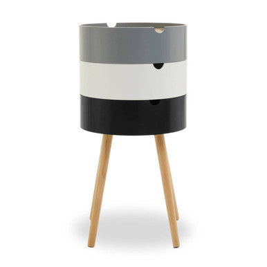 Viborg Storage Side Table | White and Grey Pine Wood and Veneer 3 Tier Storage Side Table