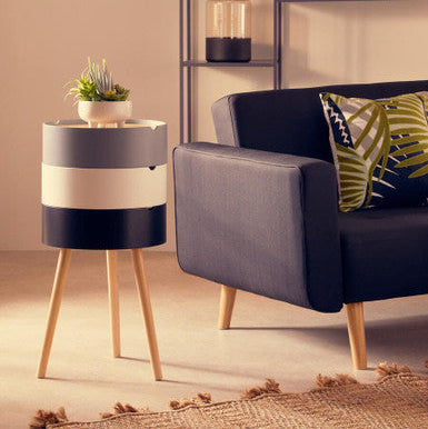 Viborg Storage Side Table | White and Grey Pine Wood and Veneer 3 Tier Storage Side Table