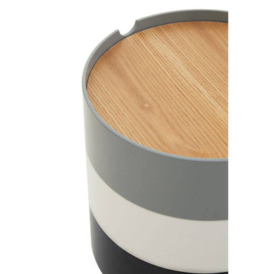 Viborg Storage Side Table | White and Grey Pine Wood and Veneer 3 Tier Storage Side Table
