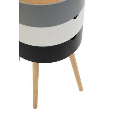 Viborg Storage Side Table | White and Grey Pine Wood and Veneer 3 Tier Storage Side Table
