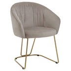 Veneto Dining Chair | Mink Velvet Curved Dining Chair with Brushed Gold Legs