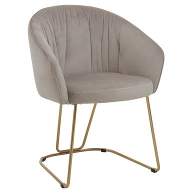 Veneto Dining Chair | Mink Velvet Curved Dining Chair with Brushed Gold Legs