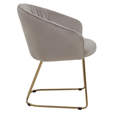 Veneto Dining Chair | Mink Velvet Curved Dining Chair with Brushed Gold Legs