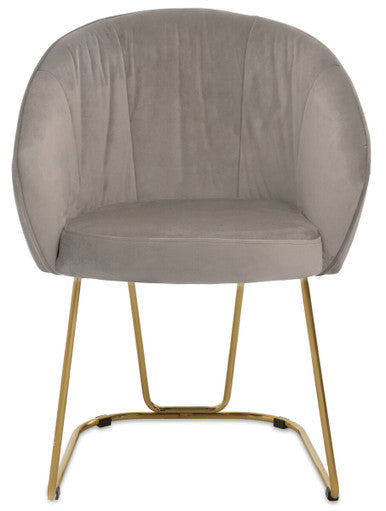 Veneto Dining Chair | Mink Velvet Curved Dining Chair with Brushed Gold Legs