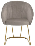 Veneto Dining Chair | Mink Velvet Curved Dining Chair with Brushed Gold Legs