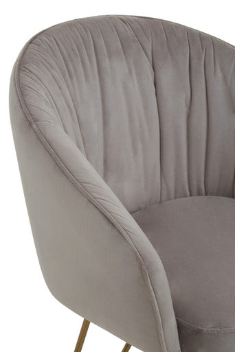 Veneto Dining Chair | Mink Velvet Curved Dining Chair with Brushed Gold Legs