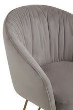 Veneto Dining Chair | Mink Velvet Curved Dining Chair with Brushed Gold Legs
