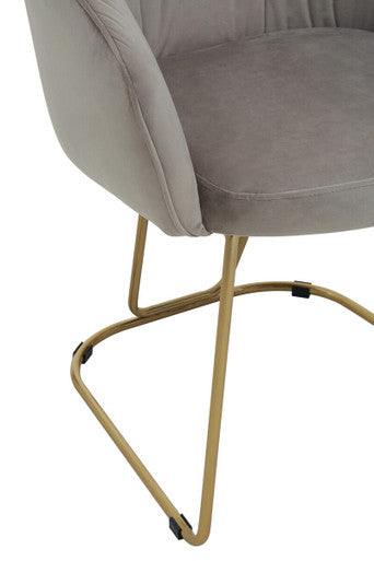Veneto Dining Chair | Mink Velvet Curved Dining Chair with Brushed Gold Legs
