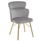 Veneto Dining Chair | Grey Velvet Chair with Brushed Gold Finish Legs