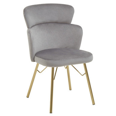 Veneto Dining Chair | Grey Velvet Chair with Brushed Gold Finish Legs