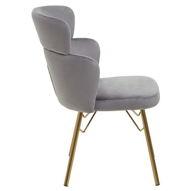 Veneto Dining Chair | Grey Velvet Chair with Brushed Gold Finish Legs