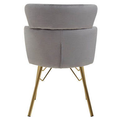 Veneto Dining Chair | Grey Velvet Chair with Brushed Gold Finish Legs