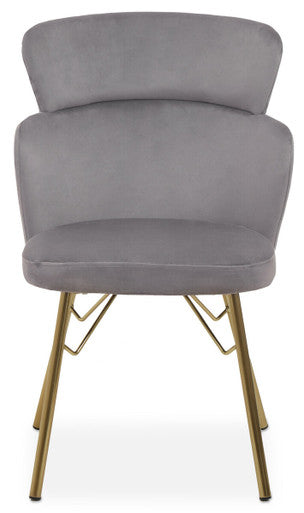 Veneto Dining Chair | Grey Velvet Chair with Brushed Gold Finish Legs