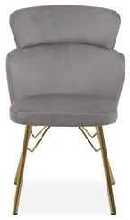 Veneto Dining Chair | Grey Velvet Chair with Brushed Gold Finish Legs