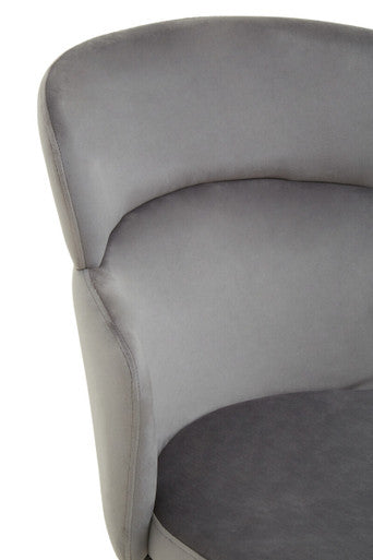 Veneto Dining Chair | Grey Velvet Chair with Brushed Gold Finish Legs