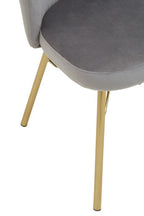 Veneto Dining Chair | Grey Velvet Chair with Brushed Gold Finish Legs