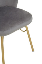 Veneto Dining Chair | Grey Velvet Chair with Brushed Gold Finish Legs