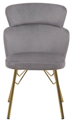 Veneto Dining Chair | Grey Velvet Chair with Brushed Gold Finish Legs