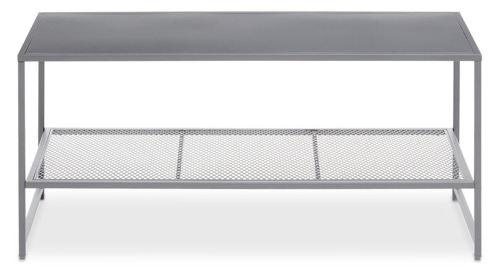 Acero Coffee Table | Grey Metal Coffee Table with Mesh Shelf