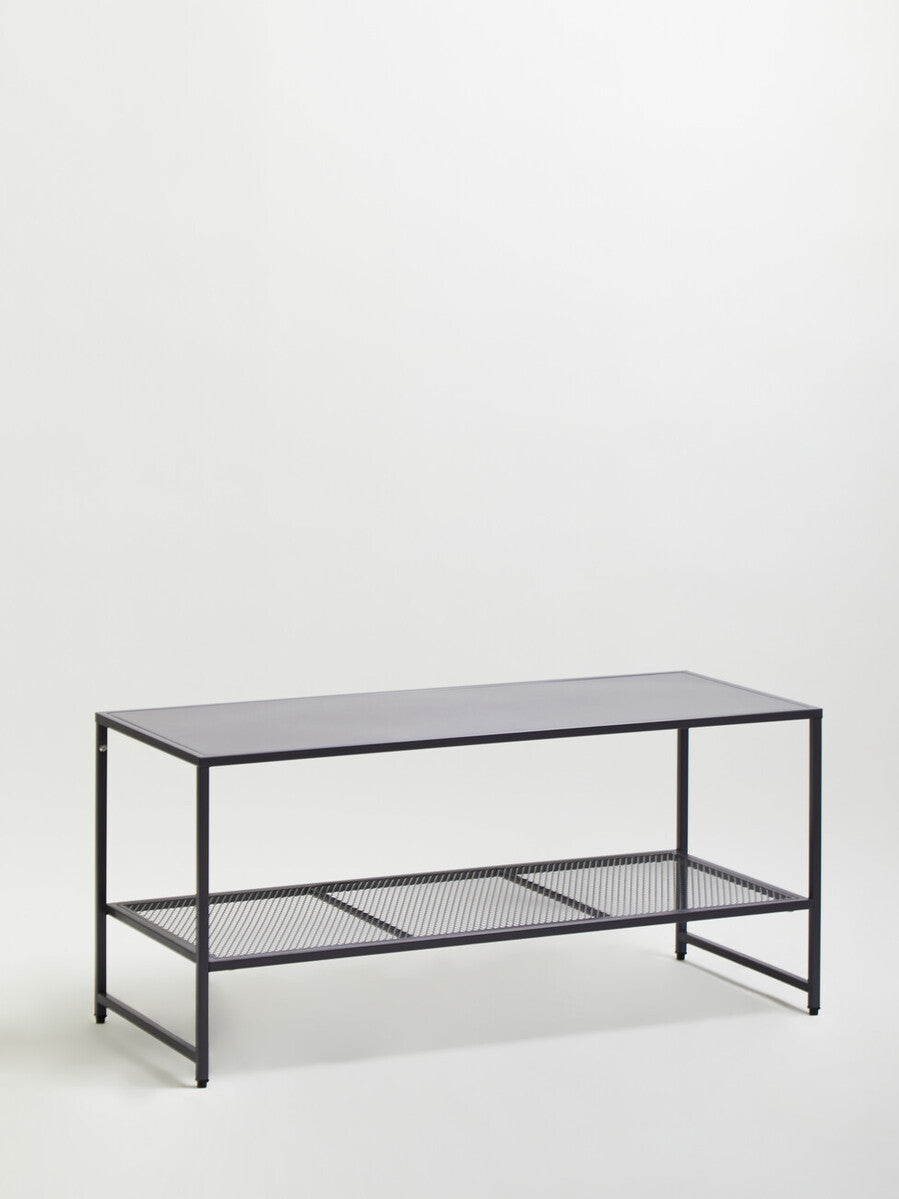 Acero Coffee Table | Grey Metal Coffee Table with Mesh Shelf