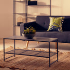 Acero Coffee Table | Grey Metal Coffee Table with Mesh Shelf
