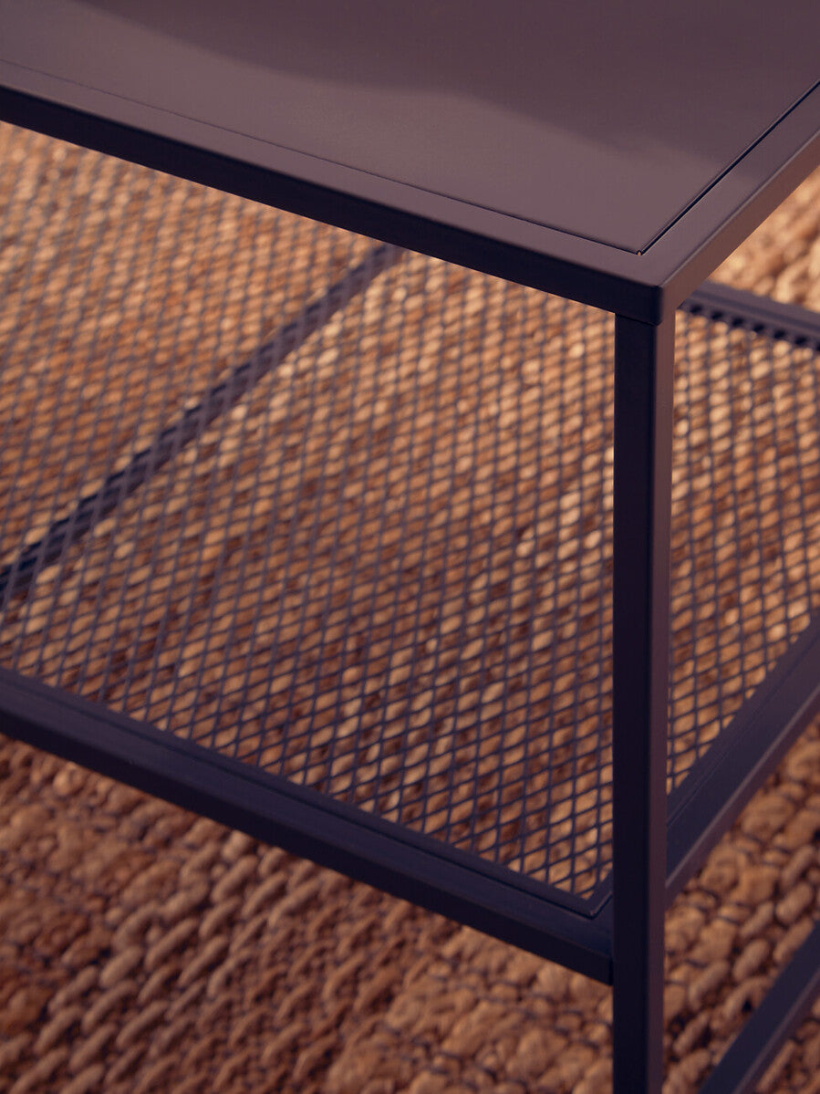 Acero Coffee Table | Grey Metal Coffee Table with Mesh Shelf