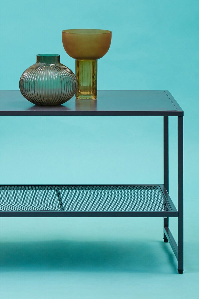 Acero Coffee Table | Grey Metal Coffee Table with Mesh Shelf
