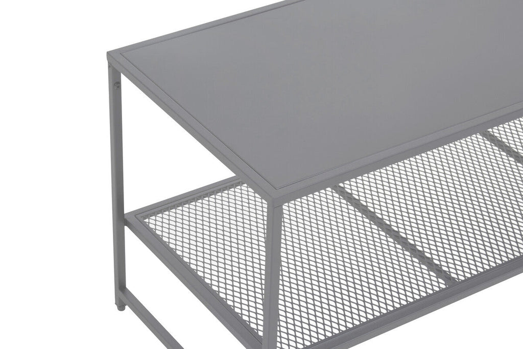 Acero Coffee Table | Grey Metal Coffee Table with Mesh Shelf