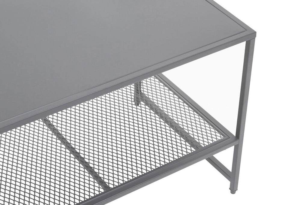 Acero Coffee Table | Grey Metal Coffee Table with Mesh Shelf
