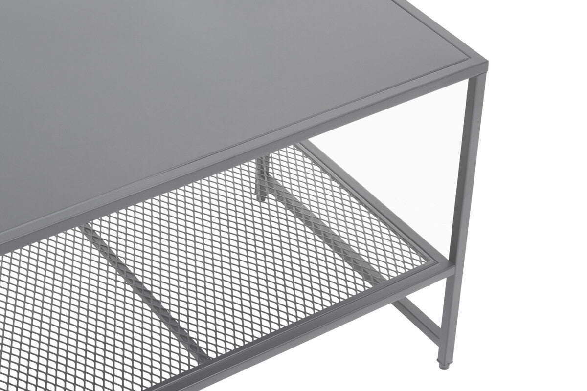 Acero Coffee Table | Grey Metal Coffee Table with Mesh Shelf