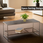Acero Coffee Table | Grey Metal Coffee Table with Mesh Shelf