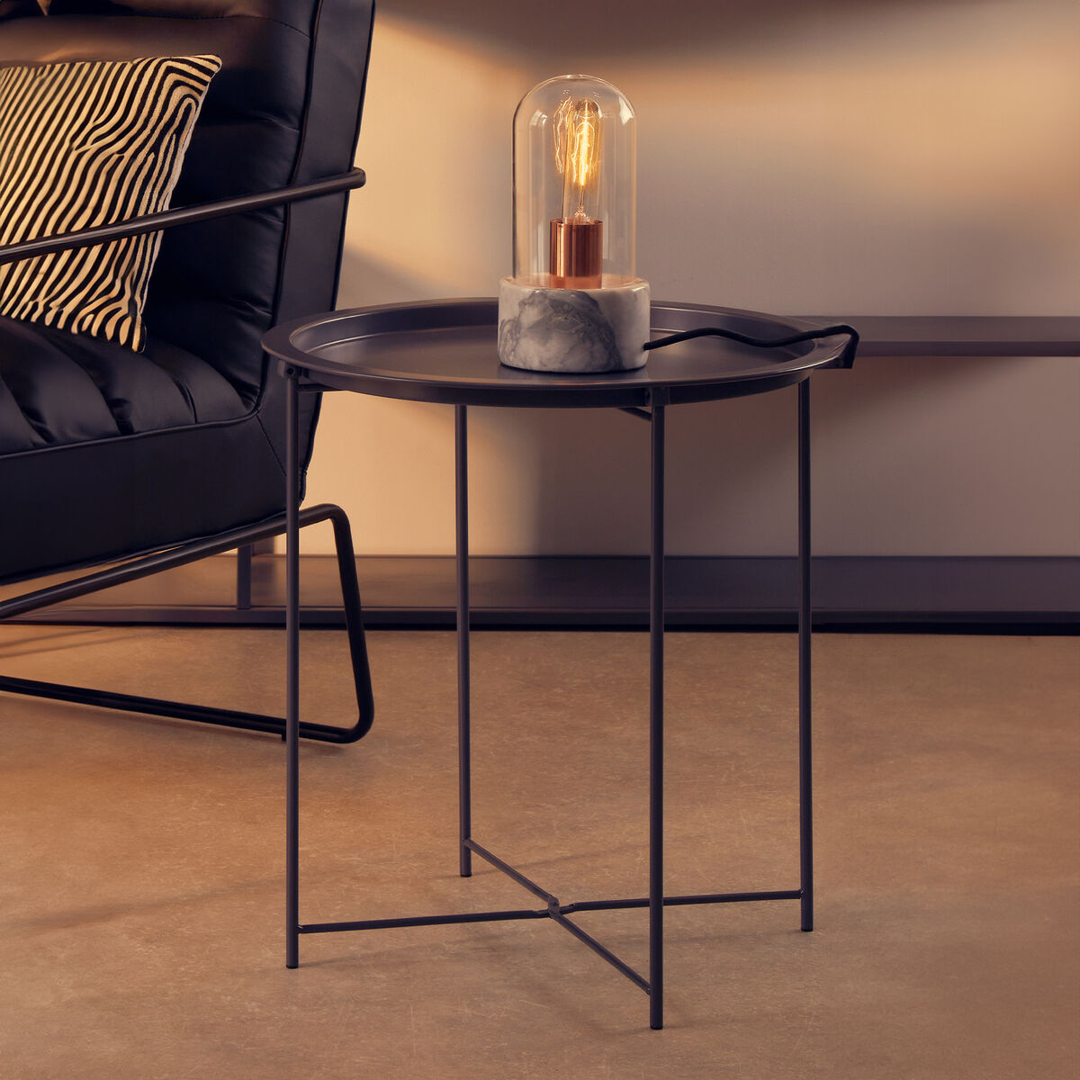 Acero Side Table | Grey Metal Round Side Table