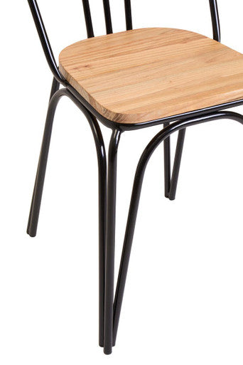 District Dining Chair | Wooden Dining Chair with Black Finish Frame