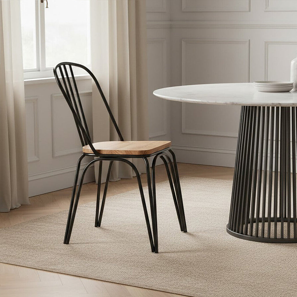 District Dining Chair | Wooden Dining Chair with Black Finish Frame