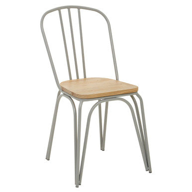 District Dining Chair | Natural Elm Wood and Grey Finish Metal Dining Chair