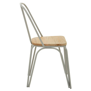 District Dining Chair | Natural Elm Wood and Grey Finish Metal Dining Chair