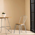 District Dining Chair | Natural Elm Wood and Grey Finish Metal Dining Chair
