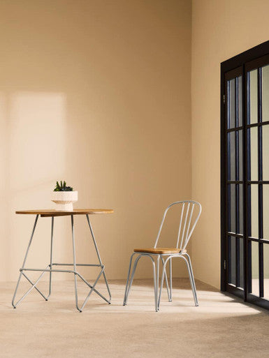 District Dining Chair | Natural Elm Wood and Grey Finish Metal Dining Chair