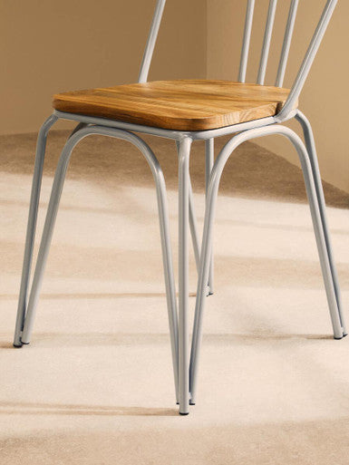 District Dining Chair | Natural Elm Wood and Grey Finish Metal Dining Chair