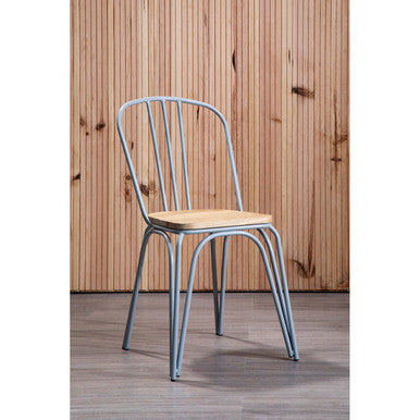 District Dining Chair | Natural Elm Wood and Grey Finish Metal Dining Chair